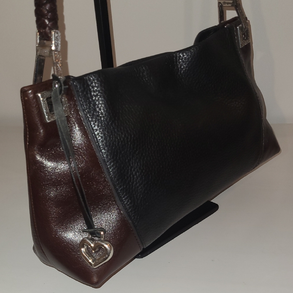 Brighton Charlotte Vintage Black and Brown Leather Shoulder Bag Great Condition